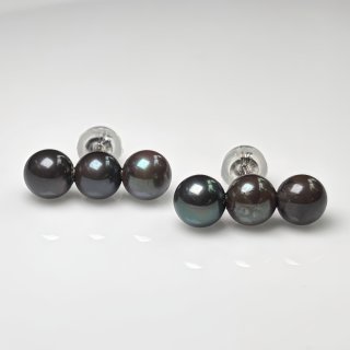 黒蝶真珠ピアス メンズ ユニセックス 8.5-9mm 片耳 K14WG PT900 直結