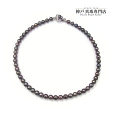 1点物 アコヤ黒真珠 パールネックレス 7-7.5ｍｍ セミラウンド 約42cm シルバー製 