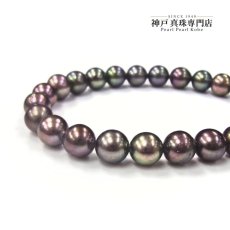 1点物 アコヤ黒真珠 パールネックレス 7-7.5ｍｍ セミラウンド 約42cm シルバー製 