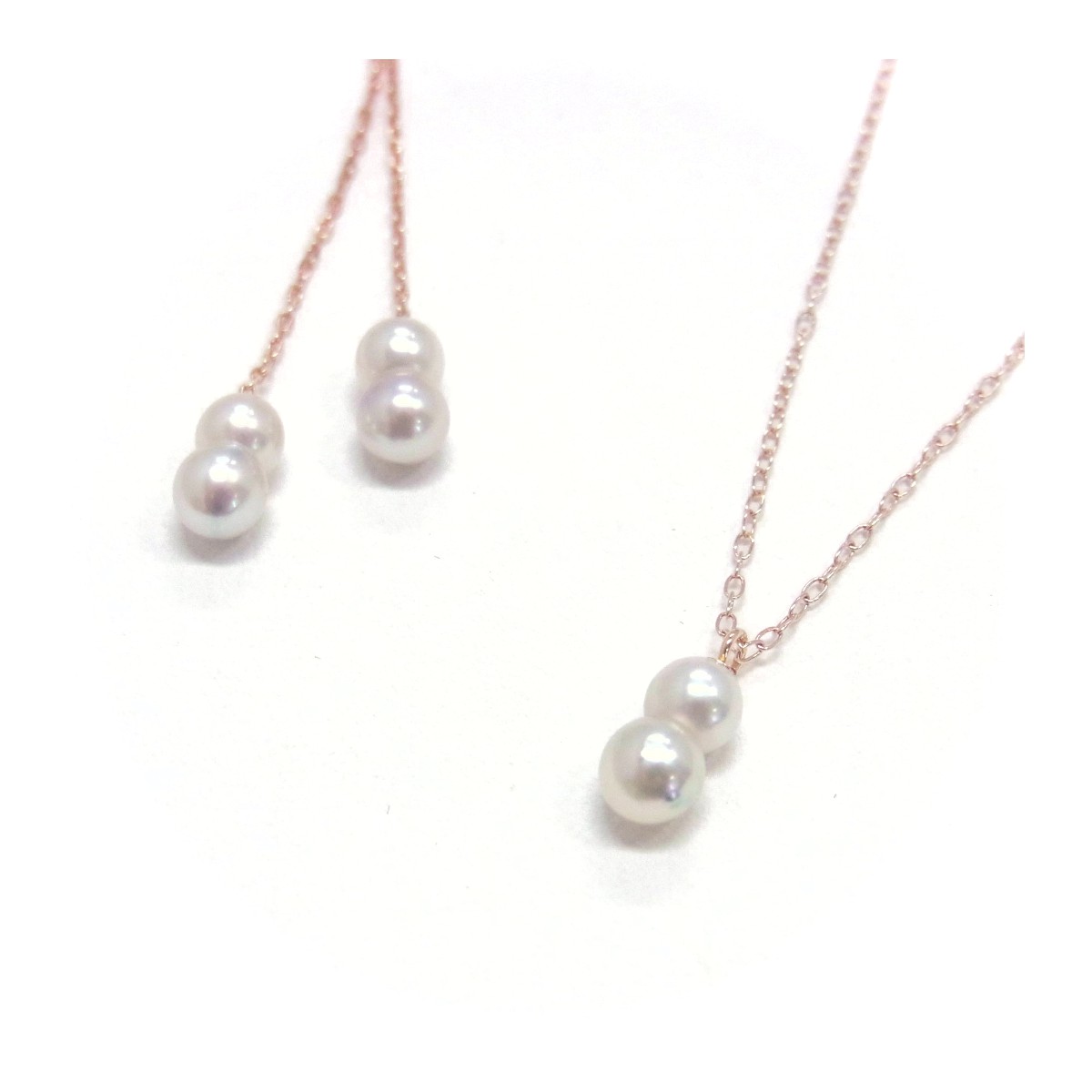 本真珠 １０金 ピンクゴールド パールネックレス ツインパール 双子真珠 4-5ｍｍ 希少 上品 珍しい 個性的