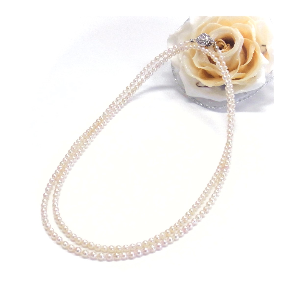 真珠ネックレス アコヤ本真珠 フォーマル エレガント 3 3 5mm ベビーパール 貴重 珍しい ロングネックレス