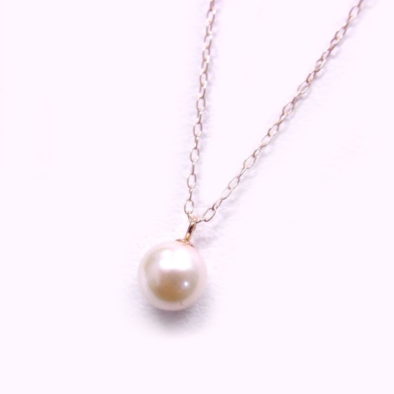 本真珠 １０金 ピンクゴールド パールペンダント アコヤ真珠 6 5 7ｍｍ 贈り物