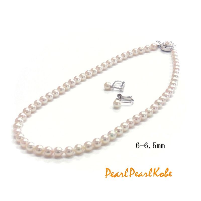 あこや本真珠 ネックレスセット イヤリング ピアス 6-6.5mm ホワイト ラウンド フォーマル 定番 ピアス k14WG 冠婚葬祭