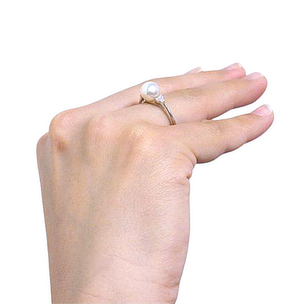 パールリング 指輪 アコヤ真珠 ホワイト ラウンド 7.5-8mm 定番 