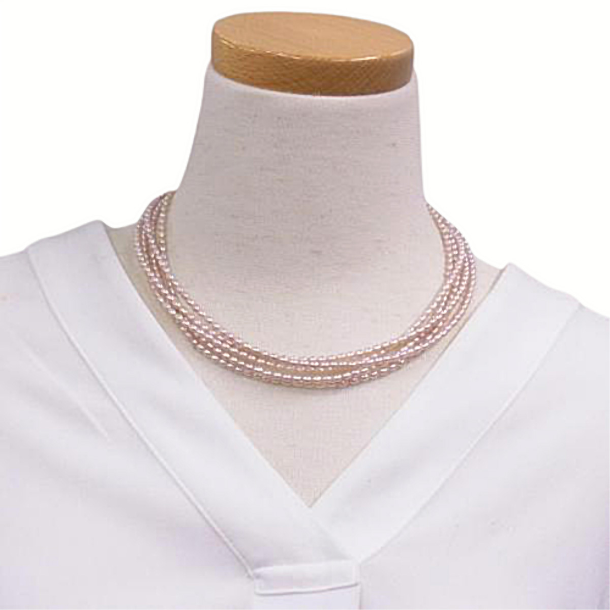 パール5連ネックレス ホワイト ピンク ブラック 淡水真珠 ベビーパール 