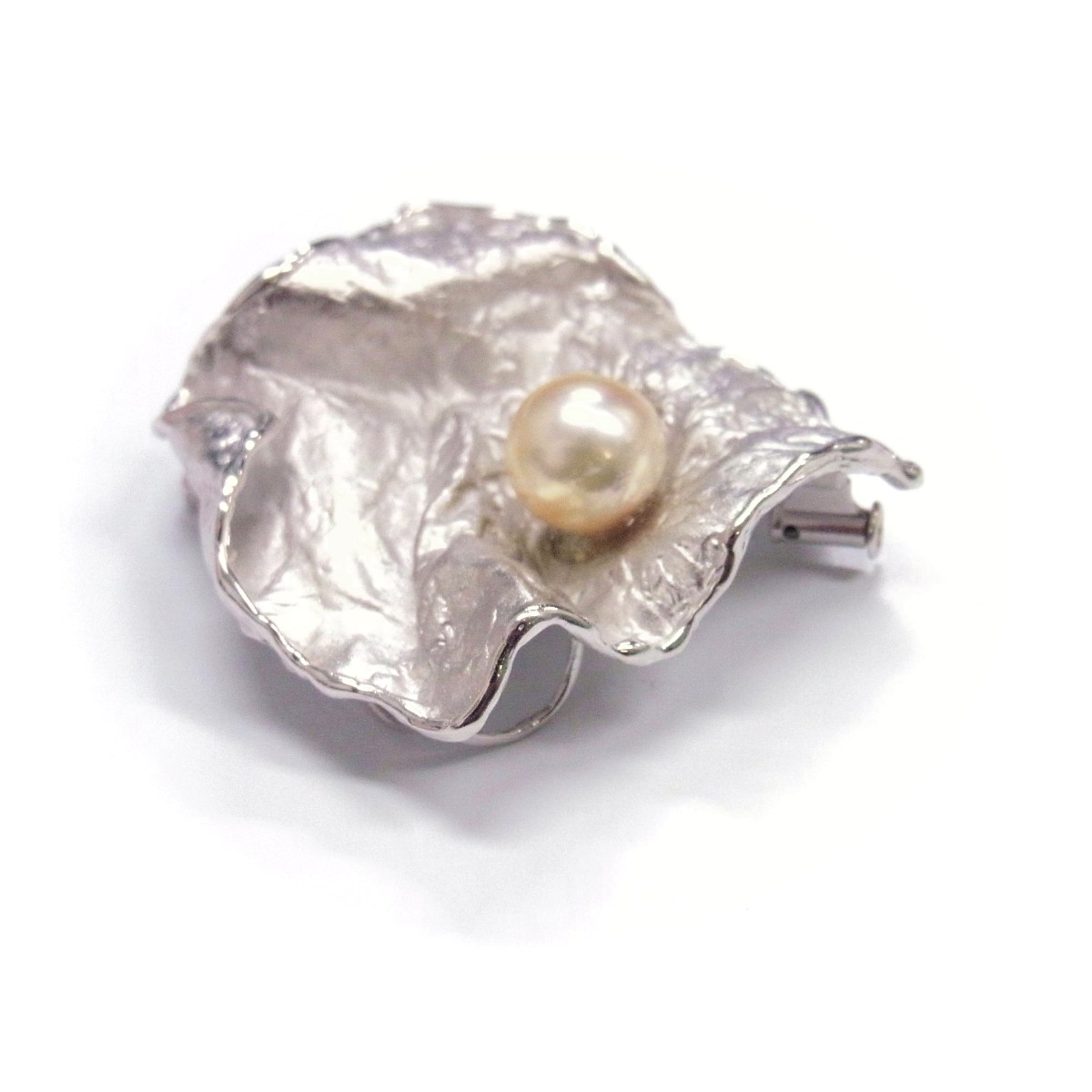 パールブローチ あこや真珠 9-9.5mm クリーム色 ナチュラルカラー