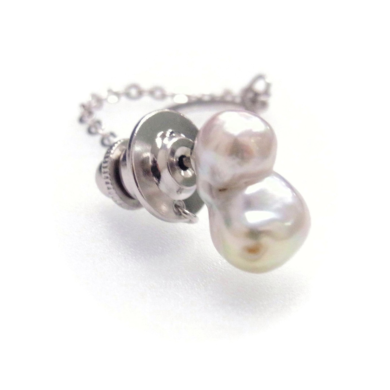 ツインパール ブローチ タック式 7-8ｍｍ 双子真珠 ユニセックス