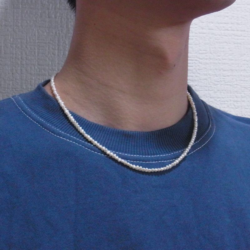ベビーパールネックレス ブラック ホワイト 2.5mm-3.0mm 淡水真珠