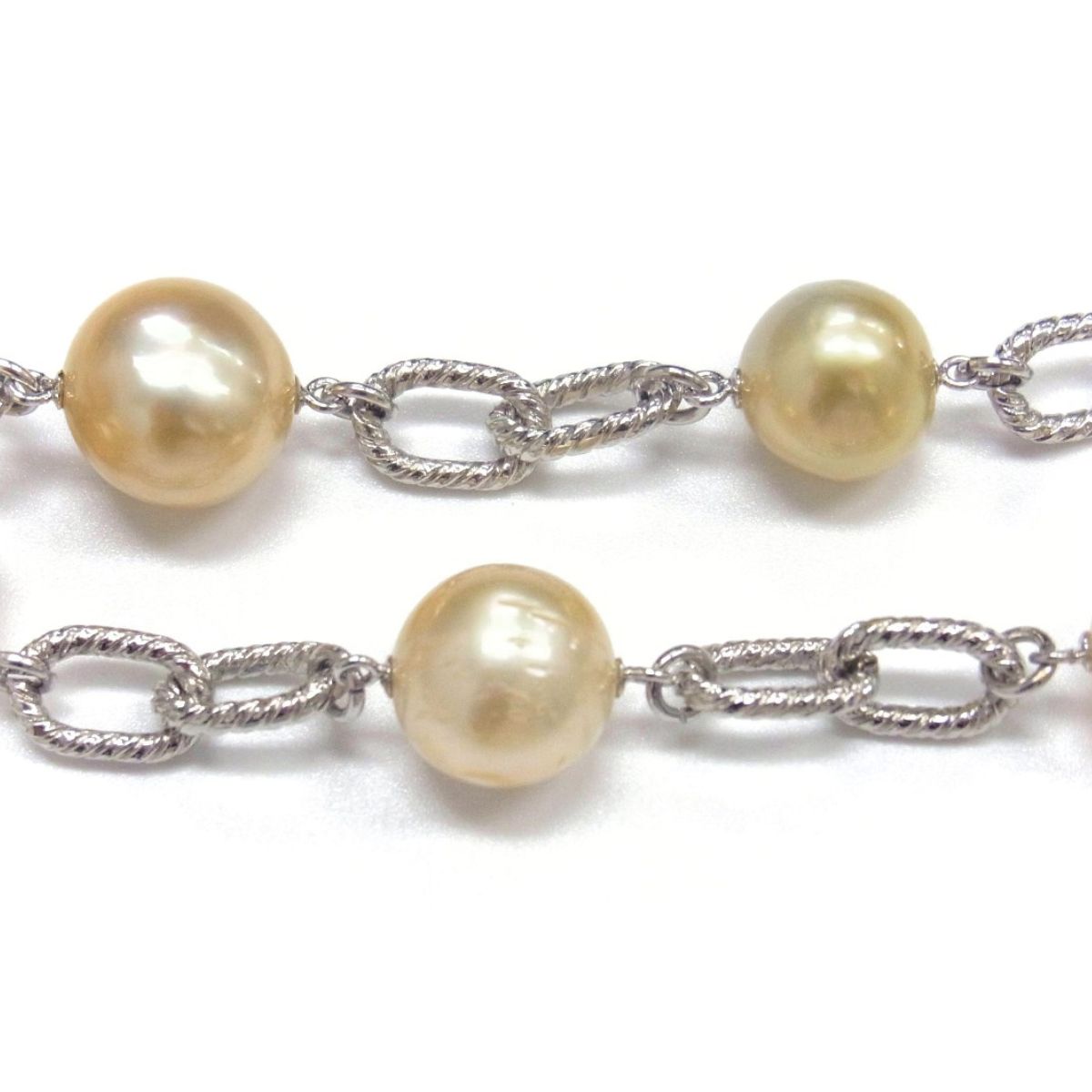 白蝶真珠　デザインネックレス　ゴールド　10-11mm　シルバー製　オリジナル　1点もの