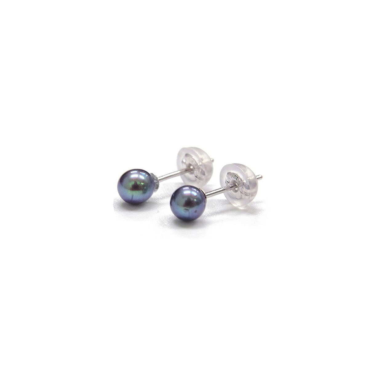 アコヤ黒真珠 ベビーパールピアス 3.5-4mm ブラック ラウンド