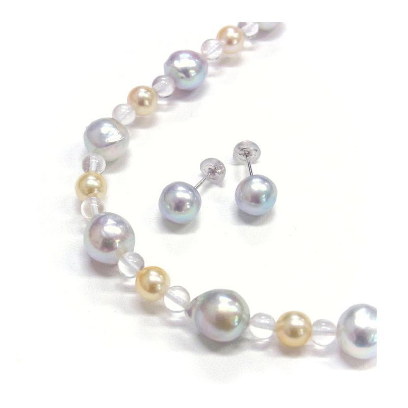 【美品 silver】真珠 天然石 ネックレス