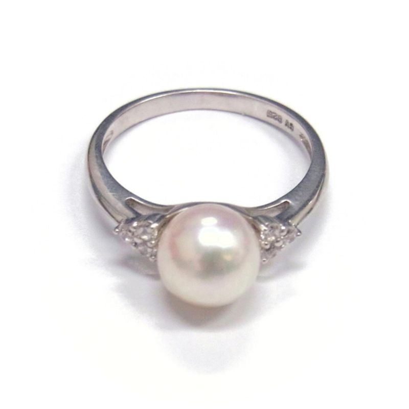 パールリング 指輪 アコヤ真珠 ホワイト ラウンド 7.5-8mm 定番