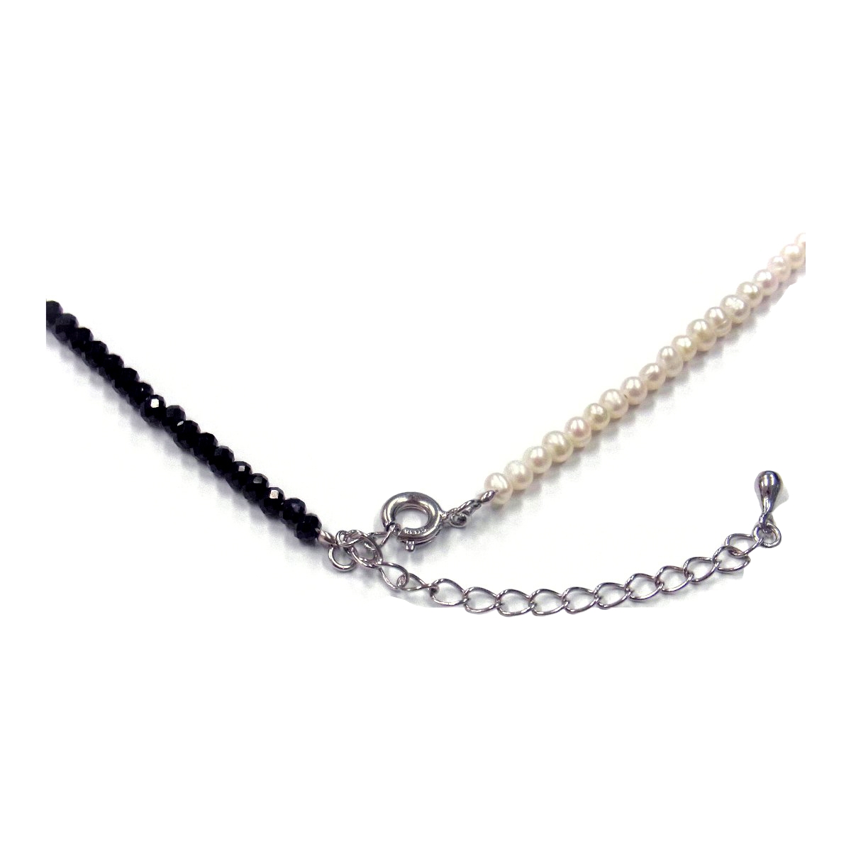 淡水真珠　ベビーパール＆ブラックスピネル　ネックレス　オリジナルネックレス　45cm　SV製　 アジャスターつき
