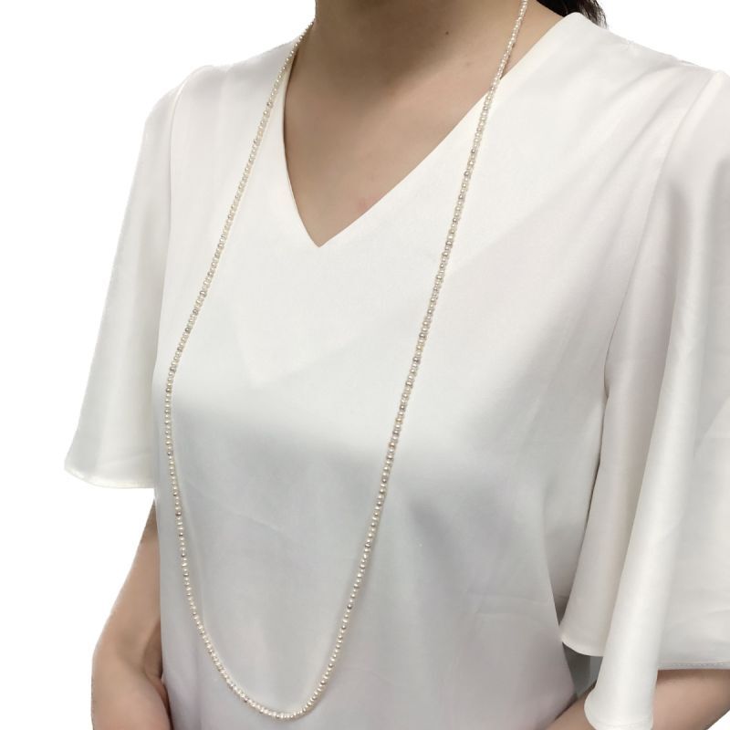 【新品未使用】淡水真珠 マルチカラー ロングパールネックレス 80cm