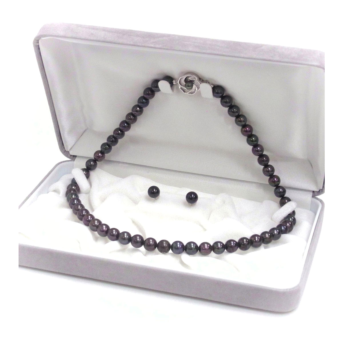 アコヤ黒真珠　ネックレスセット　定番セット　7.5-8ｍｍ　ブラックパール　GIA宝石鑑定士保証書つき