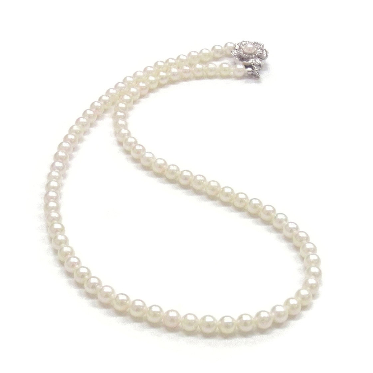 アコヤ真珠 ベビーパールネックレス 5-5.5mm  ホワイト シルバー製 約42cm GIA宝石鑑定士保証書 真珠クロス付き