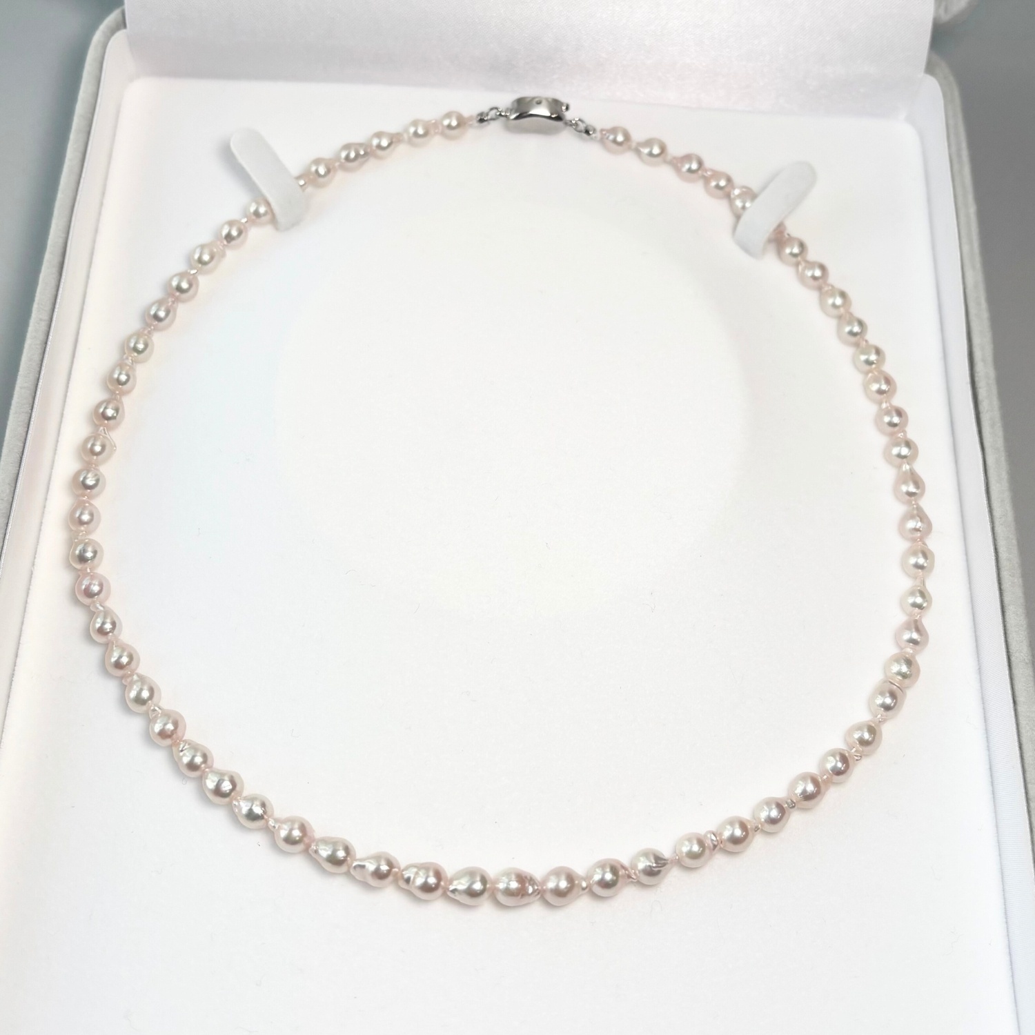 アコヤ真珠 バロックパールネックレス 5-5.5mm ホワイト 約42cm