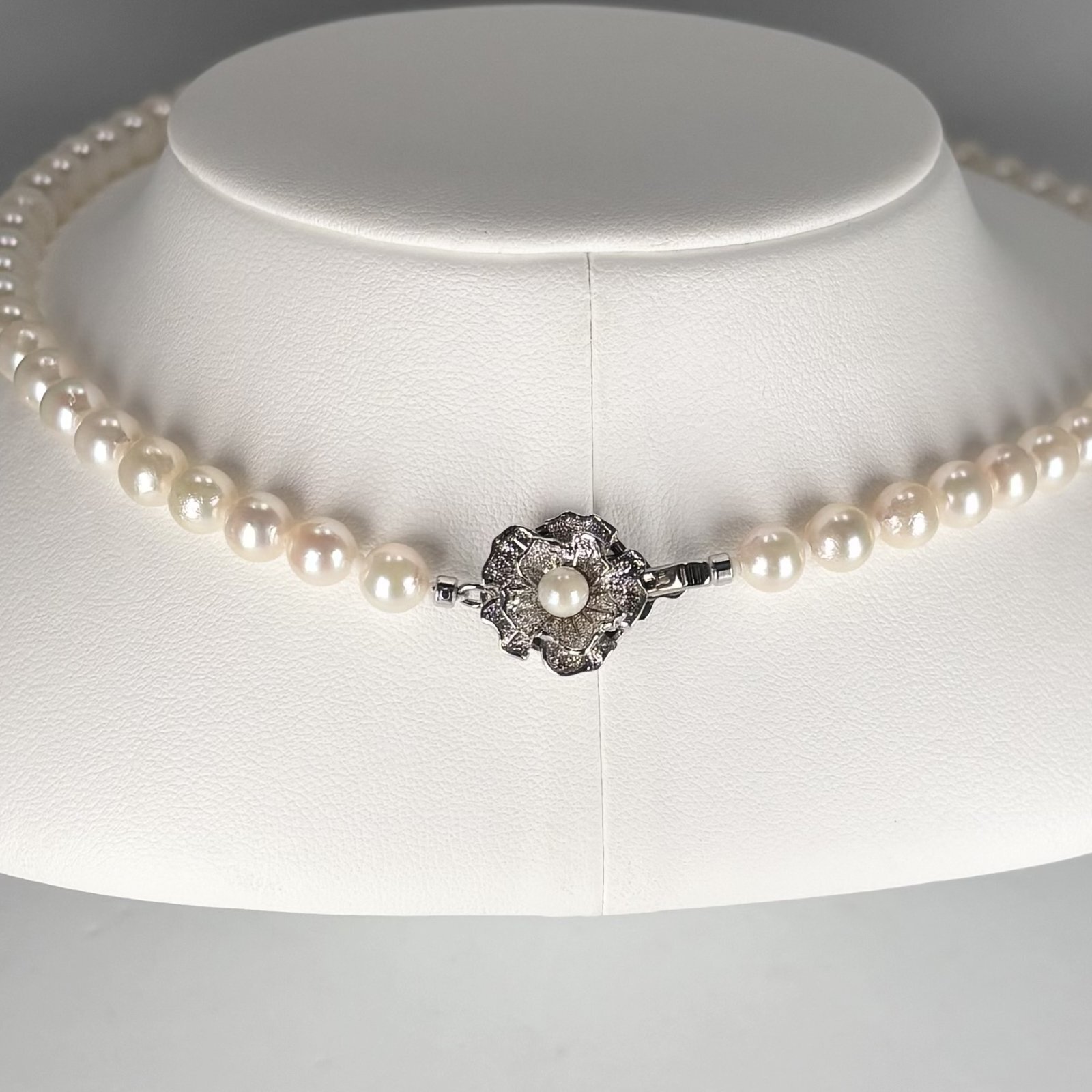 アコヤ真珠 パールネックレス ホワイト 6-6.5mm ラウンド 約42cm GIA