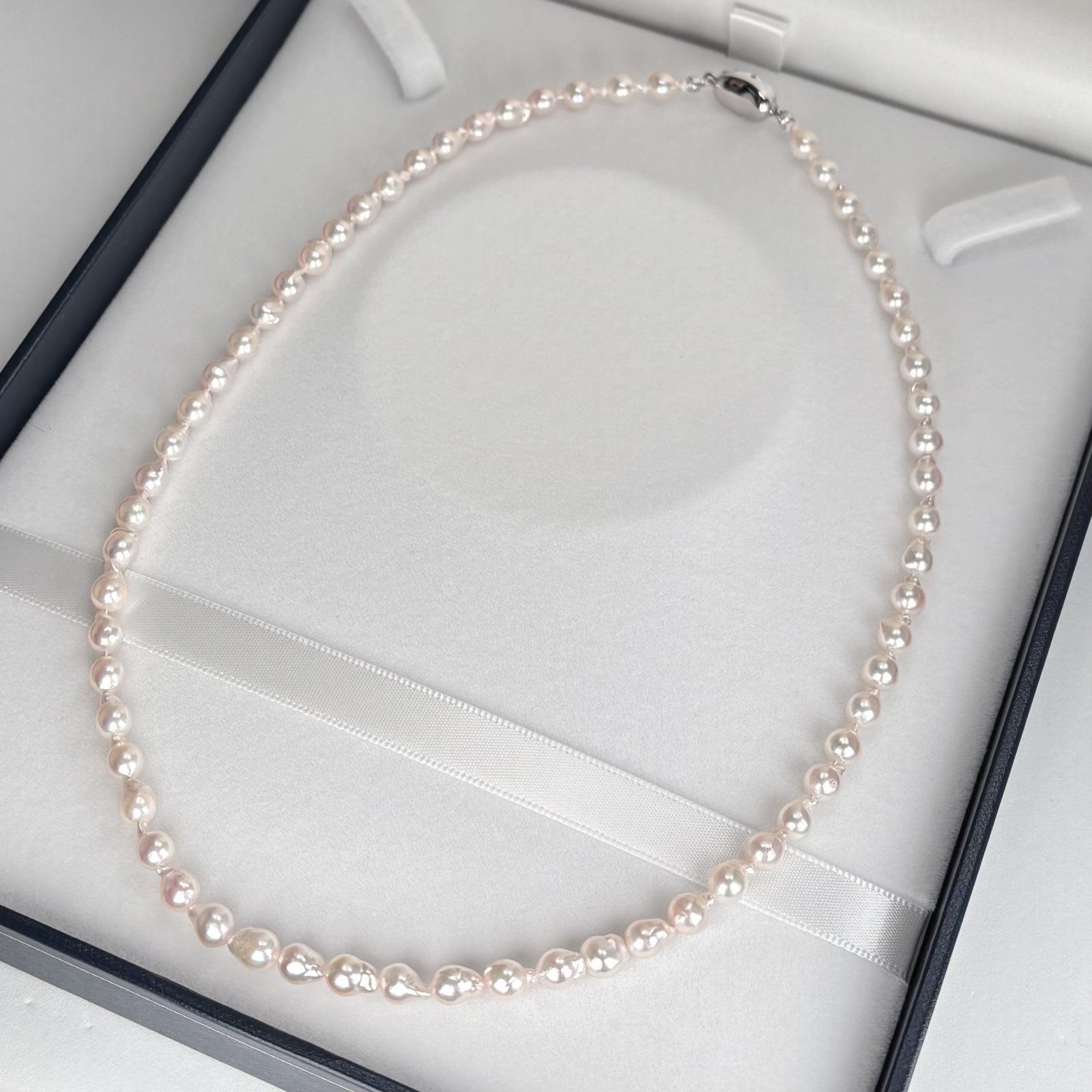 アコヤ真珠 バロックパールネックレス 5-5.5mm ホワイト 約42cm