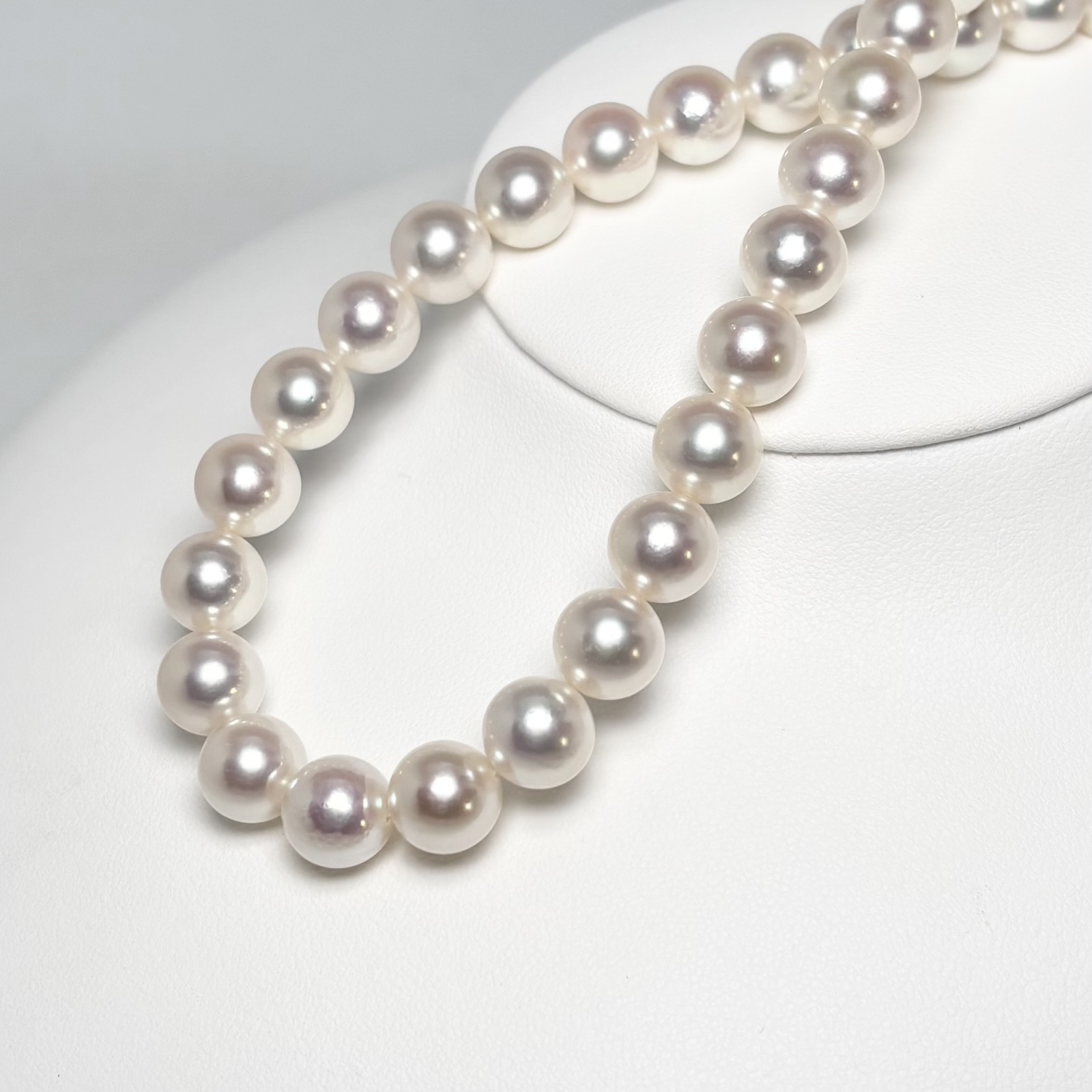 ランク上 アコヤ真珠 パールネックレス 9-9.5mm ホワイトピンク系 GIA