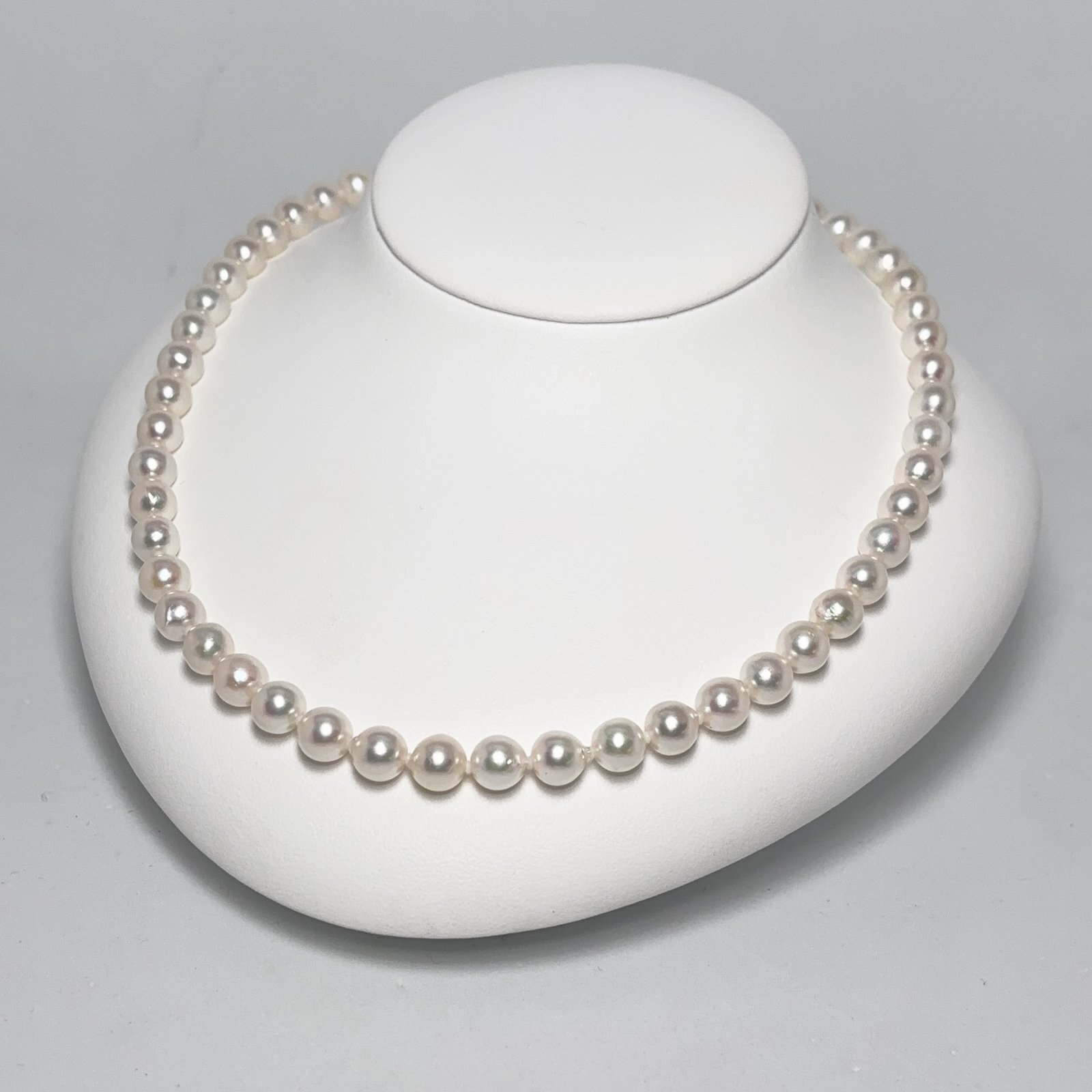 アコヤ真珠 パールネックレス ホワイト 7.5-8mm セミラウンド バロック