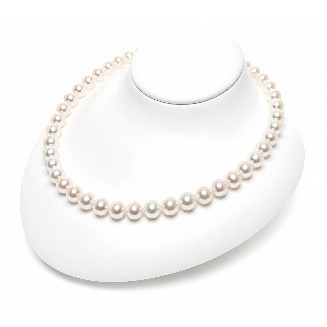 ランク上 アコヤ真珠 パールネックレス 9-9.5mm ホワイトピンク系 GIA