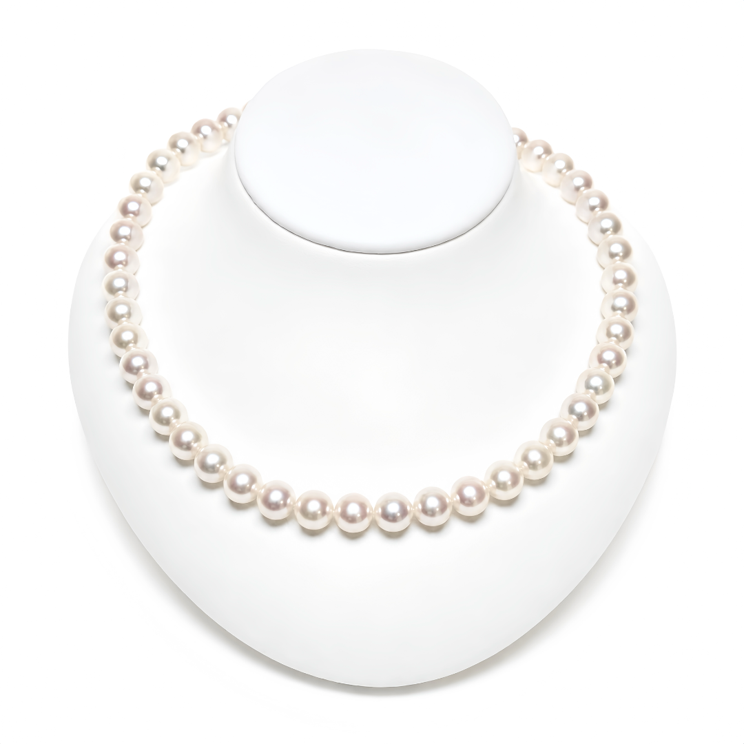 ランク上 アコヤ真珠 パールネックレス 9-9.5mm ホワイトピンク系 GIA