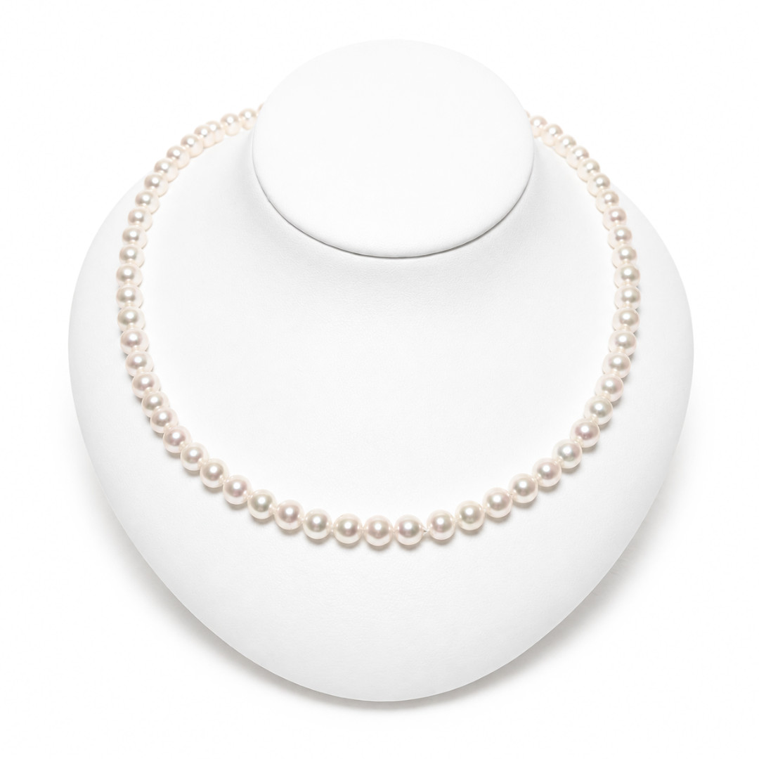 アコヤ真珠 パールネックレス 6-6.5mm ホワイト ラウンド 約42cm GIA