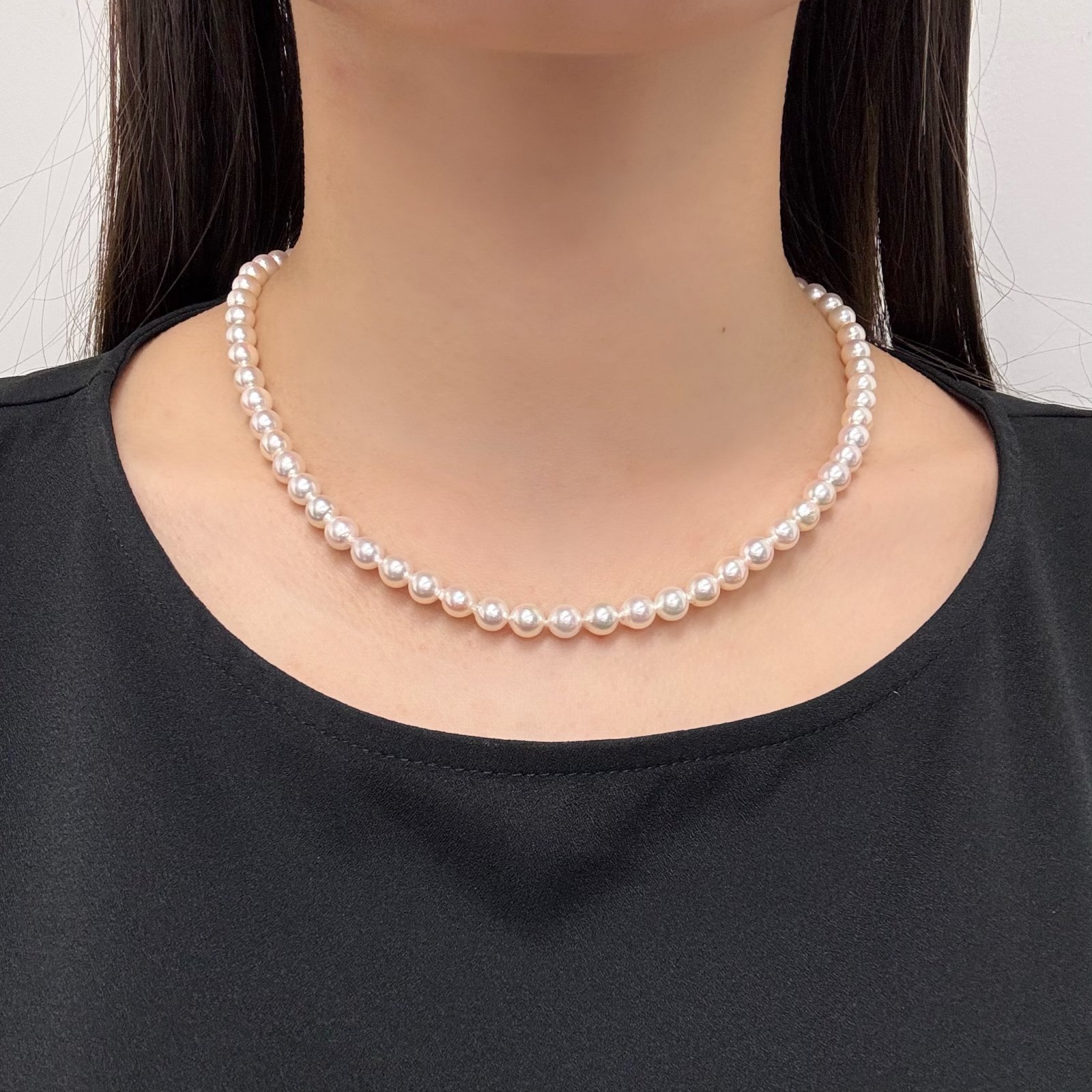 真珠 パールネックレス 6-6.5mm ホワイト ラウンド 約42cm GIA宝石